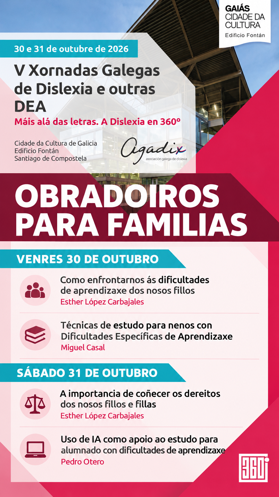 Talleres para familias en las V Jornadas Gallegas de Dislexia y otras DEA